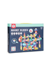 Klocki magnetyczne tor kulkowy LED klocki konstrukcyjne kulodrom 105 elementów