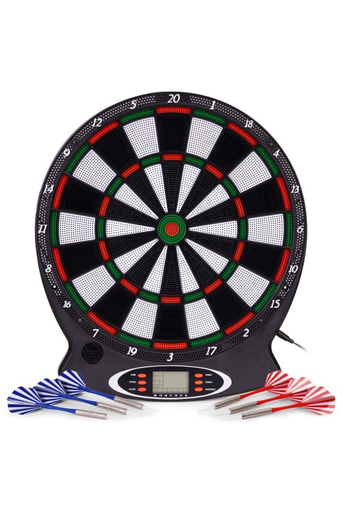 Elektroniczna tarcza do darta gry w rzutki lotki tablica LCD 38 cm 18 gier zestaw 6 rzutek