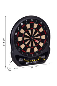 Elektroniczna tarcza do darta gry w rzutki lotki tablica LCD 48 cm 27 gier zestaw 12 rzutek