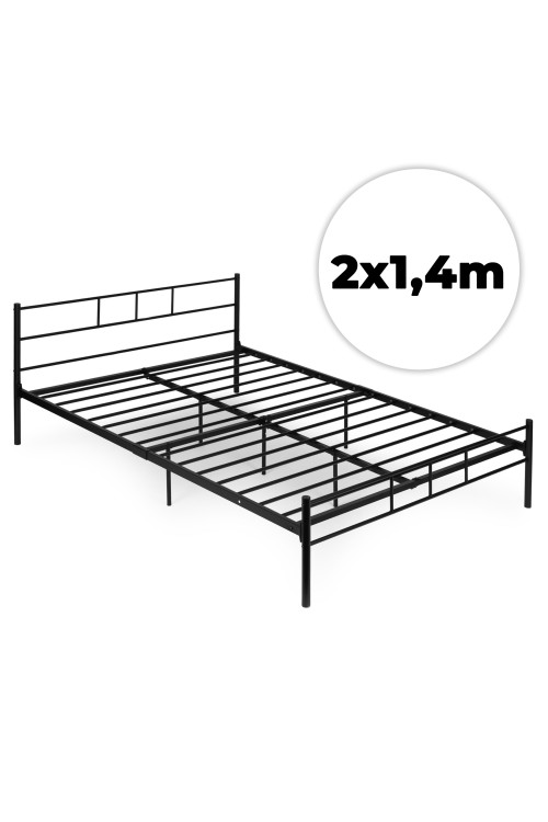 Łóżko metalowe 140x200 cm ze stelażem czarna rama ModernHome