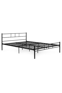 Łóżko metalowe 140x200 cm ze stelażem czarna rama ModernHome