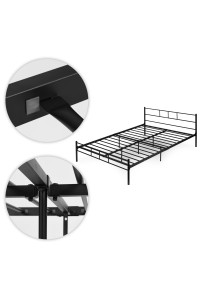 Łóżko metalowe 140x200 cm ze stelażem czarna rama ModernHome