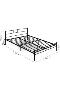 Łóżko metalowe 140x200 cm ze stelażem czarna rama ModernHome