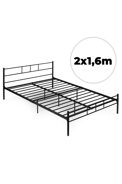Łóżko metalowe 160x200 cm ze stelażem czarna rama ModernHome