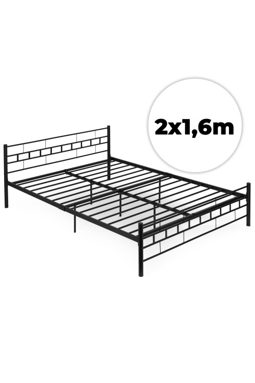 Łóżko metalowe 160x200 cm ze stelażem czarna rama ModernHome