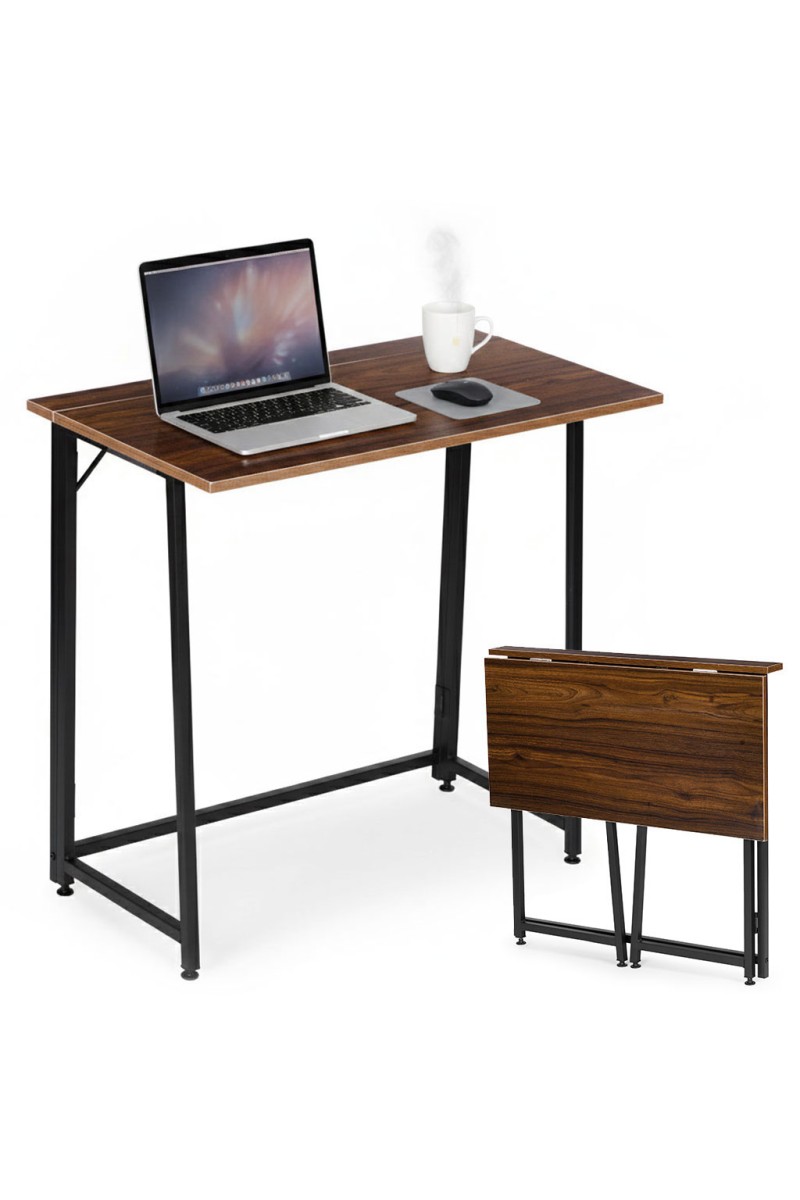 Biurko komputerowe składane 80x45 cm stolik pod laptopa loft ciemny orzech ModernHome