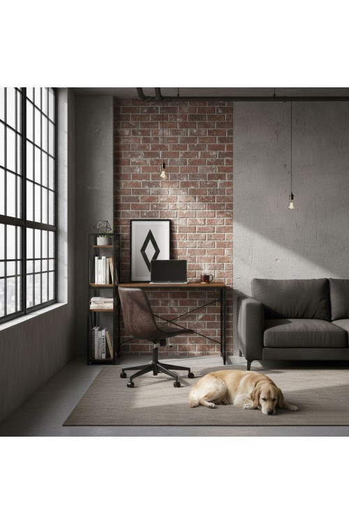 Biurko komputerowe szkolne 120x60 cm regał z 3 półkami postarzany orzech loft ModernHome