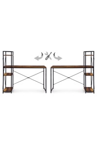 Biurko komputerowe szkolne 120x60 cm regał z 3 półkami postarzany orzech loft ModernHome