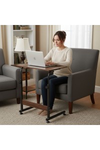 Mobilny stolik pod laptopa biurko dostawiane do fotela kanapy ciemny orzech ModernHome