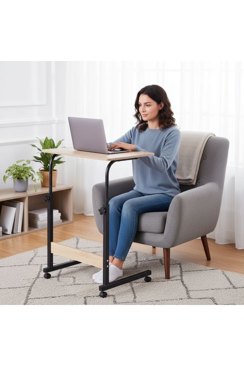 Mobilny stolik pod laptopa biurko dostawiane do fotela jasny dąb ModernHome
