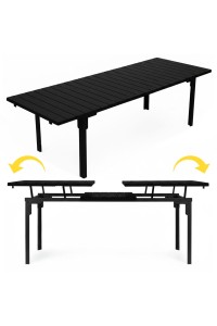Stół ogrodowy rozkładany 180-240 cm do 12 os. stal HDPE czarny MultiGarden