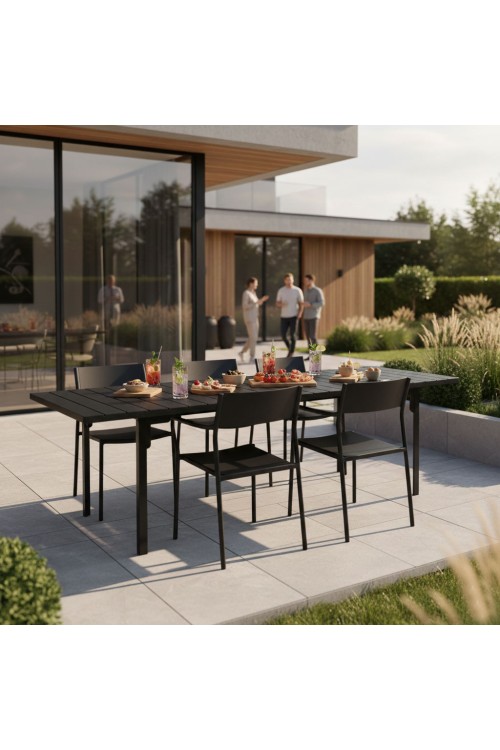 Stół ogrodowy rozkładany 180-240 cm do 12 os. stal HDPE czarny MultiGarden
