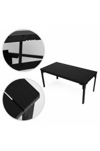 Stół ogrodowy rozkładany 180-240 cm do 12 os. stal HDPE czarny MultiGarden
