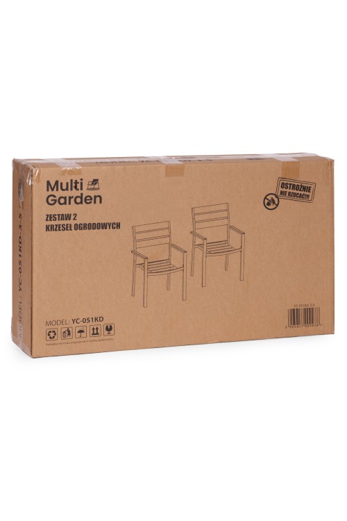 Zestaw 2 krzeseł ogrodowych na taras balkon stal HDPE szare MultiGarden