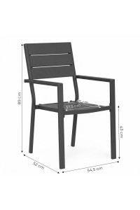 Zestaw 2 krzeseł ogrodowych na taras balkon stal HDPE szare MultiGarden