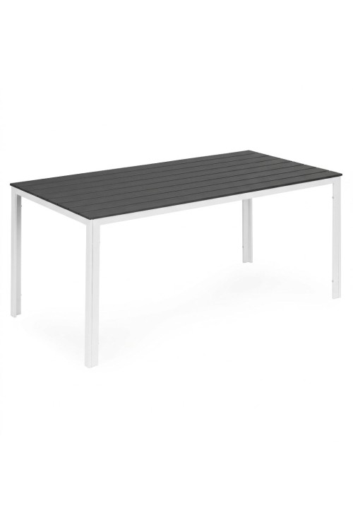 Stół ogrodowy 6-osobowy 156x78 cm polywood meble na taras szare białe MultiGarden