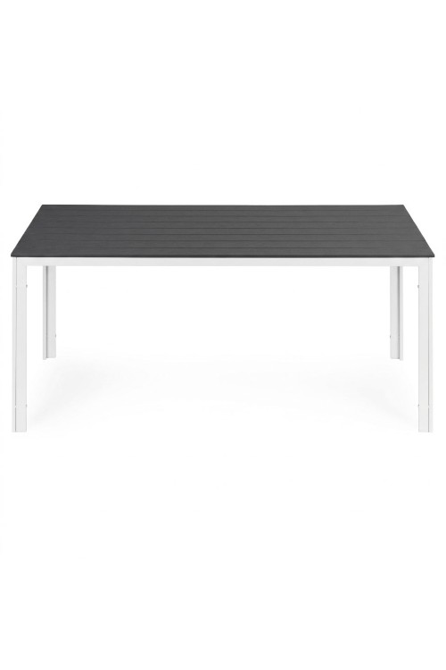 Stół ogrodowy 6-osobowy 156x78 cm polywood meble na taras szare białe MultiGarden