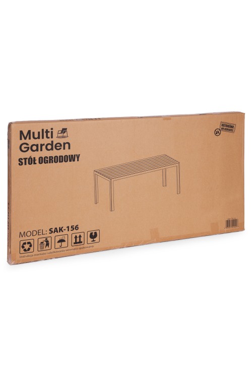 Stół ogrodowy 6-osobowy 156x78 cm polywood meble na taras szare białe MultiGarden