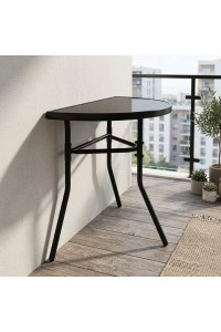 Stolik półokrągły szklany kawowy na balkon taras patio czarny MultiGarden