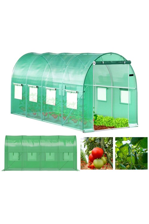 Szklarnia tunel ogrodowy foliowy 4x2x2 m 8 m² metalowy stelaż folia UV 2 wejścia