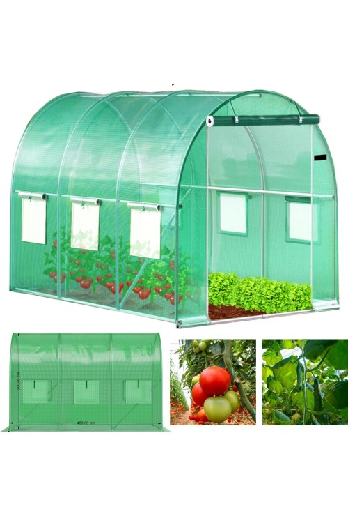 Szklarnia tunel ogrodowy foliowy 4x2,5x2 m 10 m² metalowy stelaż folia UV