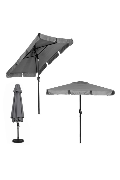 Prostokątny duży parasol ogrodowy skośny łamany z korbą szary 200x130 cm MultiGarden