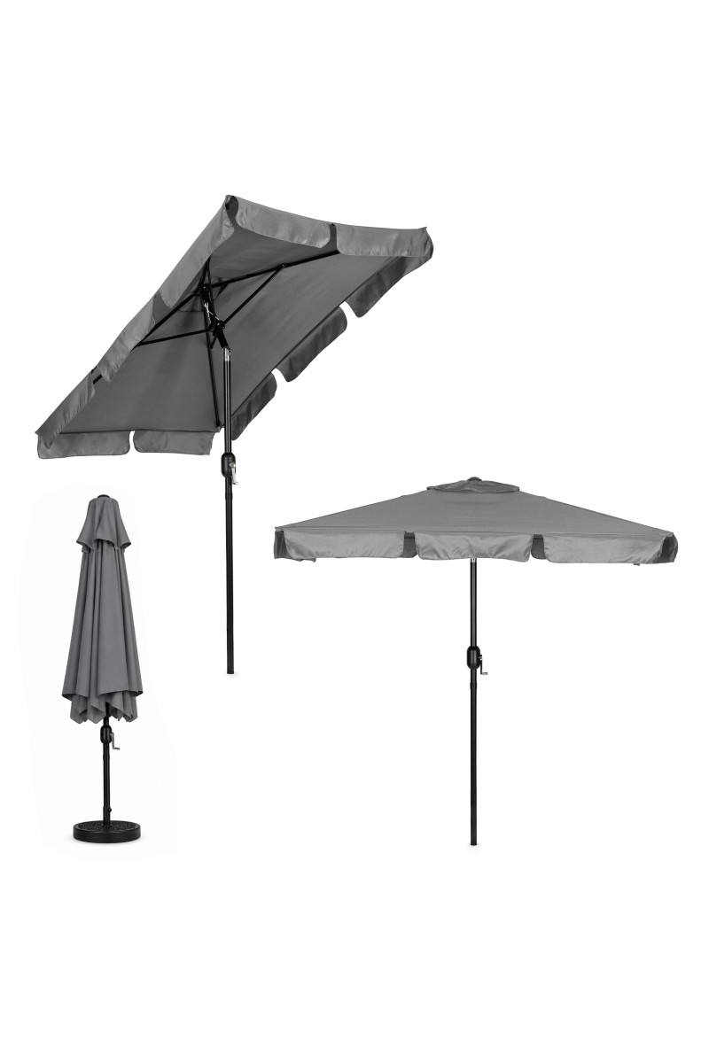 Prostokątny duży parasol ogrodowy skośny łamany z korbą szary 200x130 cm MultiGarden