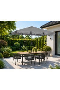 Prostokątny duży parasol ogrodowy skośny łamany z korbą szary 200x130 cm MultiGarden