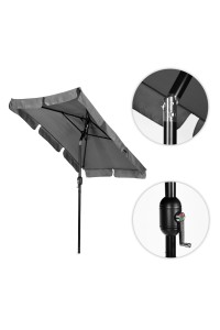 Prostokątny duży parasol ogrodowy skośny łamany z korbą szary 200x130 cm MultiGarden