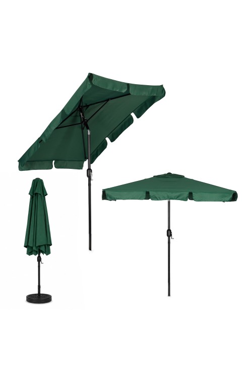 Prostokątny duży parasol ogrodowy skośny łamany z korbą zielony 200x130 cm MultiGarden