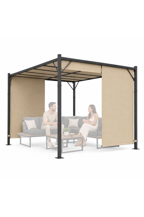 Pergola ogrodowa tarasowa 3x4 m stalowa altana zadaszenie beżowa MultiGarden