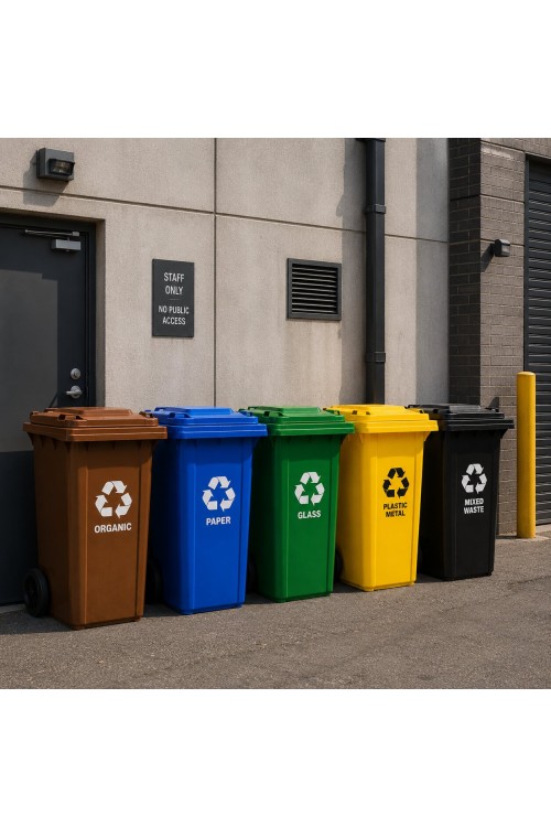 Kosz na smieci 240L duży kubeł śmietnik gumowe koła - żółty plastik