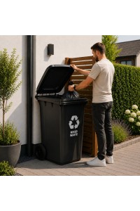 Kosz na smieci 240L duży kubeł śmietnik gumowe koła - czarny odpady zmieszane