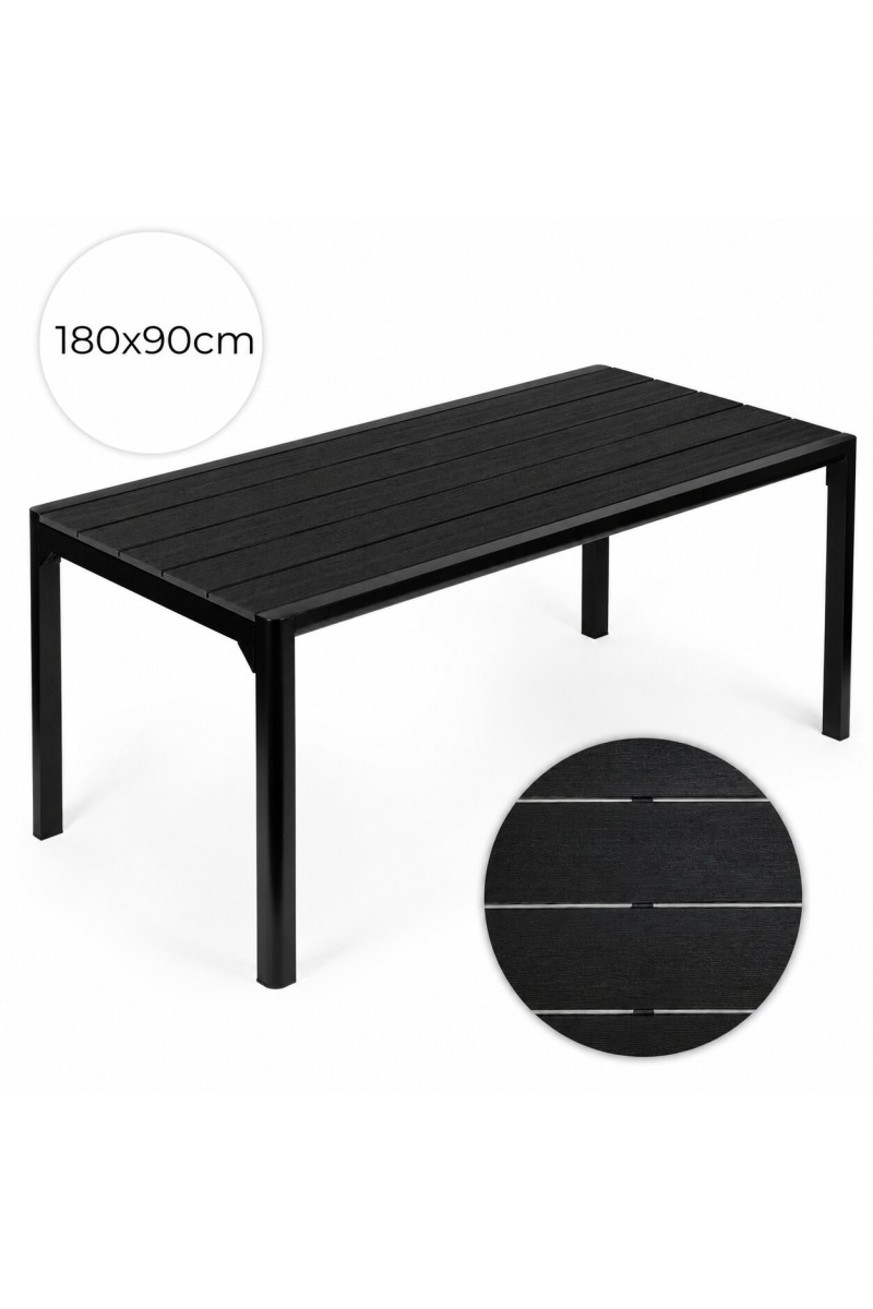 Duży stół ogrodowy 8-osobowy 180x90 cm na taras ogród czarny MultiGarden