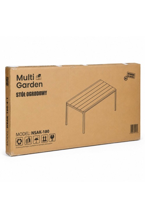 Duży stół ogrodowy 8-osobowy 180x90 cm na taras ogród czarny MultiGarden