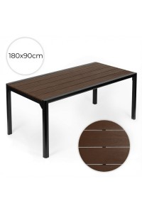 Duży stół ogrodowy 8-osobowy 180x90 cm na taras ogród brązowy blat MultiGarden