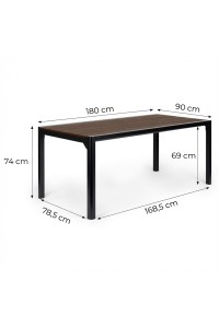 Duży stół ogrodowy 8-osobowy 180x90 cm na taras ogród brązowy blat MultiGarden