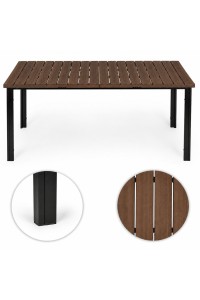 Duży stół ogrodowy 8-osobowy 180x90 cm na taras ogród brązowy blat MultiGarden