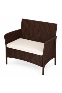 Sofa ogrodowa dwuosobowa z poduszką ławka na balkon taras ogród brązowa MultiGarden