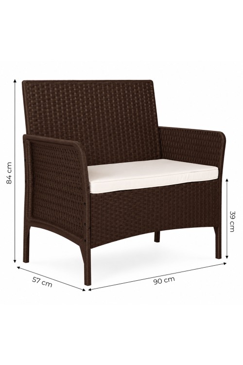 Sofa ogrodowa dwuosobowa z poduszką ławka na balkon taras ogród brązowa MultiGarden