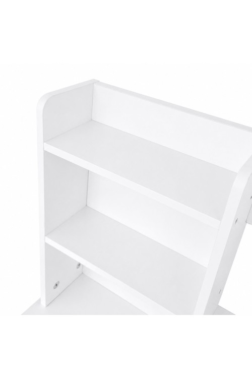 Toaletka kosmetyczna z okrągłym lustrem i oświetleniem LED 3 barwy półki szuflady ModernHome