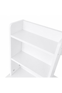 Toaletka kosmetyczna z okrągłym lustrem i oświetleniem LED 3 barwy półki szuflady ModernHome