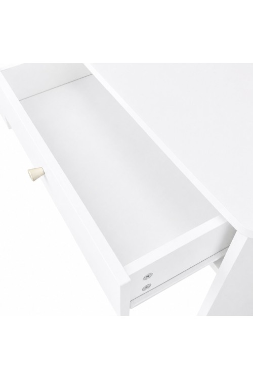 Toaletka kosmetyczna z okrągłym lustrem i oświetleniem LED 3 barwy półki szuflady ModernHome