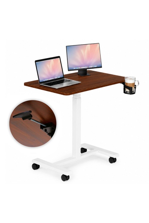 Mobilne biurko 70x48 cm stolik pod laptopa regulacja wysokości 71,5-112 cm brązowy blat ModernHome