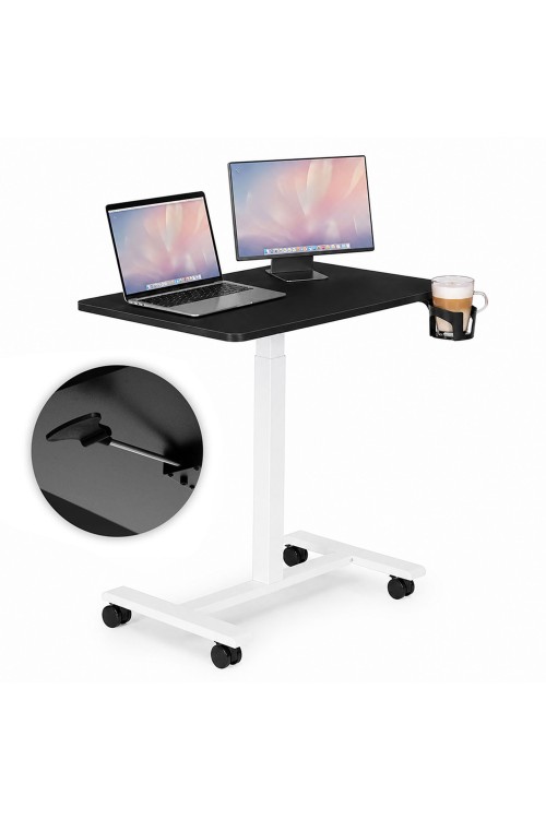 Mobilne biurko 70x48 cm stolik pod laptopa regulacja wysokości 71,5-112 cm czarny blat ModernHome