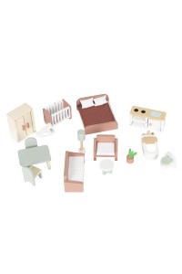Drewniany domek dla lalek zamek Bella 4 piętra 5 pomieszczeń 15 mebelków ECOTOYS
