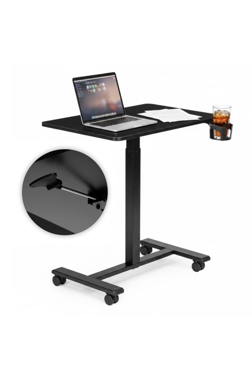 Mobilne biurko 70x48 cm stolik pod laptopa regulacja wysokości 71,5-112 cm czarny ModernHome