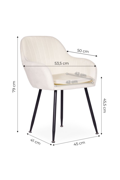 Zestaw 2x krzesło tapicerowane welurowe nowoczesne do jadalni salonu kremowe ModernHome