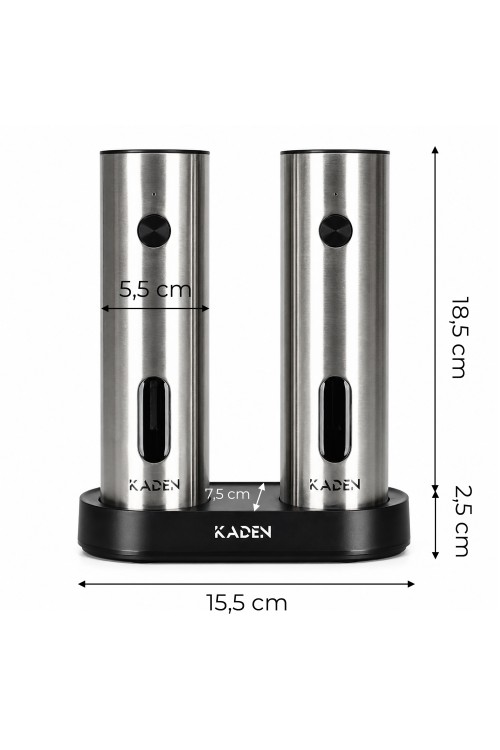Młynek elektryczny do soli i pieprzu zestaw 2 sztuki regulacja mielenia USB KADEN