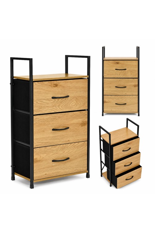 Szafka z 3 szufladami materiałowymi regał 40 cm organizer tekstylny loft ModernHome